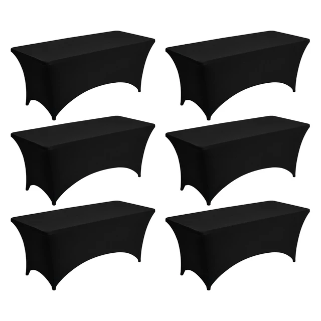 Alt view image 9 of 9 - VEVOR 6 Pack Table Cloth for 6FT Rectangular Fitted Events, Wrinkle-Resistant Stretch Black Table Covers, Washable Spandex Tablecloth Protector, for Party, Wedding, Cocktail, Banquet, Festival