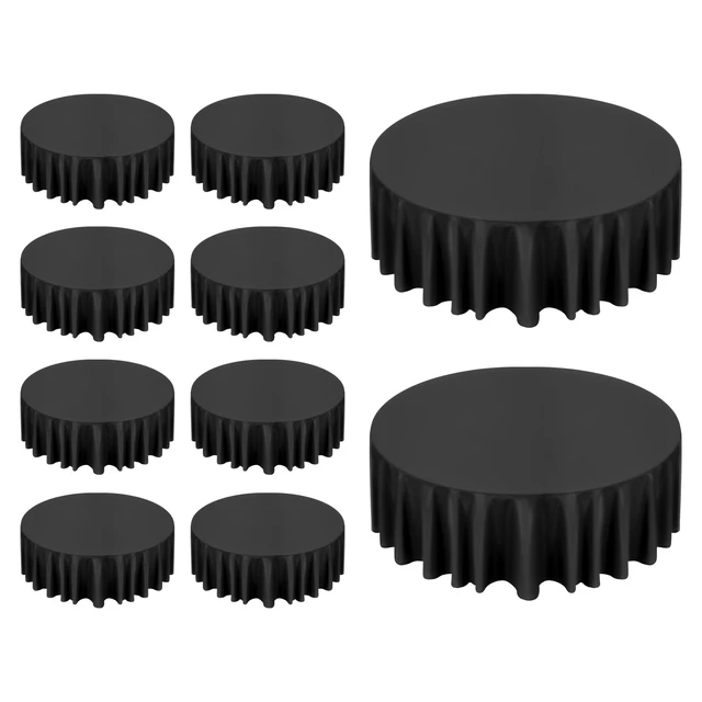 Alt view image 9 of 9 - VEVOR Black Round Tablecloths 10 Pack, 120 Inches in Diameter, Stain- & Wrinkle- Resistant, Machine Washable Table Clothes, Polyester Fabric Table Covers for Wedding, Party, Banquet, Formal Events