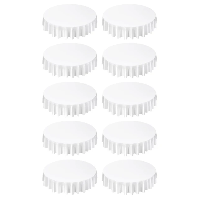 Alt view image 9 of 9 - VEVOR White Round Tablecloths 10 Pack, 90 Inches in Diameter, Stain- & Wrinkle- Resistant, Machine Washable Table Clothes, Polyester Fabric Table Covers for Wedding, Party, Banquet, Formal Events