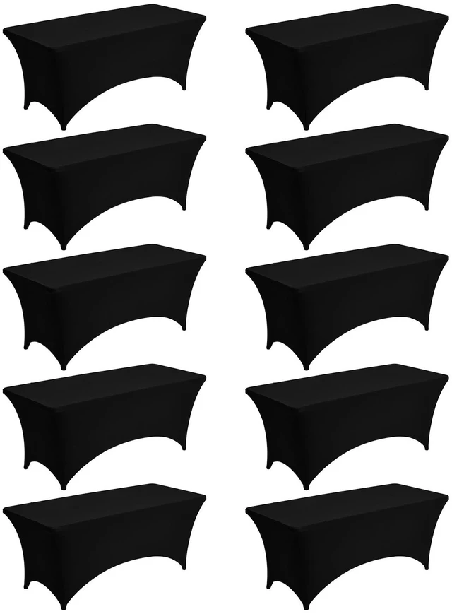 Alt view image 9 of 9 - VEVOR 10 Pack Table Cloth for 6FT Rectangular Fitted Events, Wrinkle-Resistant Stretch Black Table Covers, Washable Spandex Tablecloth Protector, for Party, Wedding, Cocktail, Banquet, Festival