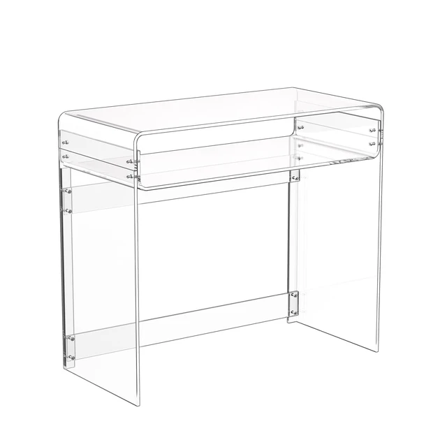 Alt view image 2 of 2 - VEVOR Acrylic Table, 2 Tiers Clear End Table with Storage Shelf, Modern Rectangle Acrylic Side Desk, Transparent Thick Desk Nightstand for Bedroom, Office, Living Room, 15.7 x 33.5 x 29.5 in (Clear)