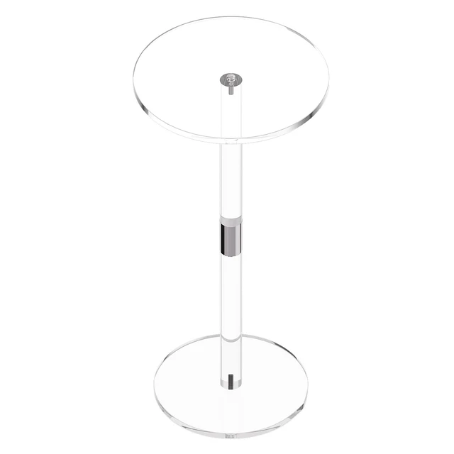 Alt view image 2 of 2 - VEVOR Acrylic Drink Table, Clear End Table Round Top with Solid Post, Modern Acrylic Cake Table Stand, Transparent Side Desk for Coffee, Drink, Food, Snack, Easy Assembly, 10 x 10 x 21.3 in (Clear)