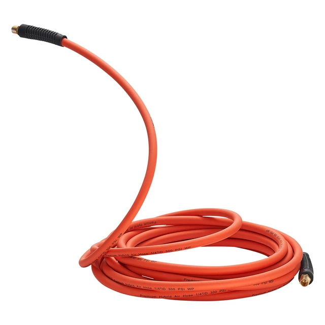 Alt view image 9 of 9 - Air Hose, 1/2" x 100ft Hybrid Air Hose, Lightweight, Kink Resistant, Pneumatic Hoses with 1/2 inch Solid Brass Male Fitting, Three-Layer Hybrid Material, 300 PSI, All-Weather Flexibility, Orange