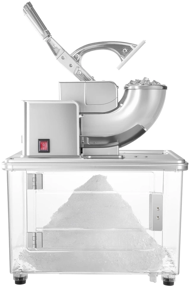 Alt view image 9 of 9 - Commercial Ice Crusher 661LBS/H, 350W Electric Snow Cone Machine with 4 Blades, 1400RPM Stainless Steel Shaved Ice Machine with 11 Gal Crushed-Ice Box, for Family Restaurants Bars, White
