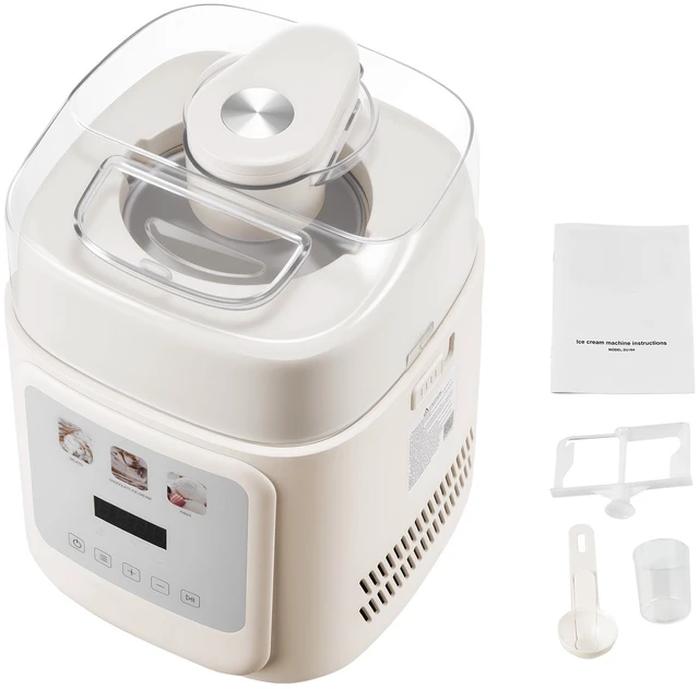Alt view image 8 of 8 - Upright Automatic Ice Cream Maker with Built-in Compressor, 1 Quart No Pre-freezing Gelato Maker & Frozen Yogurt Machine, 4 Modes Electric Sorbet-Maker, Compressor Ice Cream Machine for Home