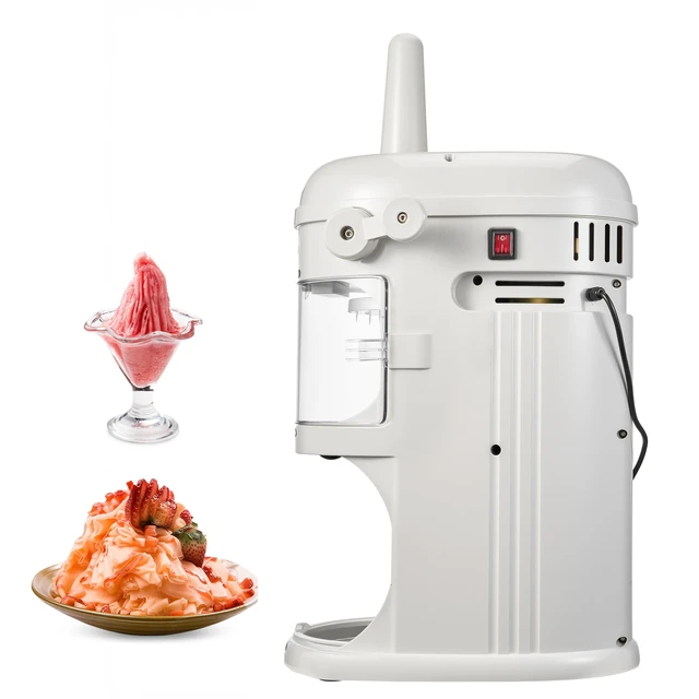 Alt view image 9 of 9 - Commercial Ice Shaver Crusher, 220lbs/hr Electric Fluffy Ice & Snow Cone Machine, 250W 1500RPM Tabletop Fluffy Shaved-Ice Machine for Parties Events Snack Bar, Home and Commercial Use (White)