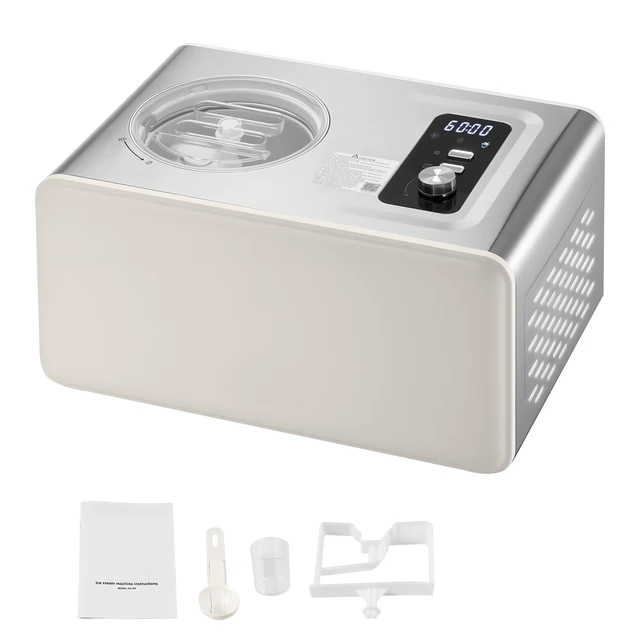 Alt view image 8 of 8 - Automatic Ice Cream Maker with Built-in Compressor, 2 Quart No Pre-freezing Gelato Maker, Electric Sorbet-Maker, 3 Modes Compressor Ice Cream Machine for Home Kitchen