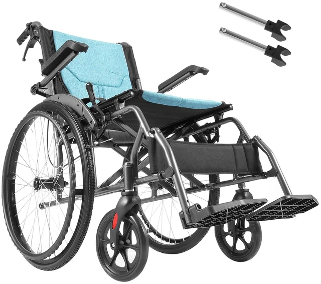 Alt view image 10 of 10 - Wheelchair, Durable Aluminum Alloy Ultra-Lightweight Wheelchairs, Portable Wheelchair with Flip-Back Desk-Length Arms, 3-Position Adjustable Footrests, 18-Inch Wide Seat, 250lbs Weight Capacity