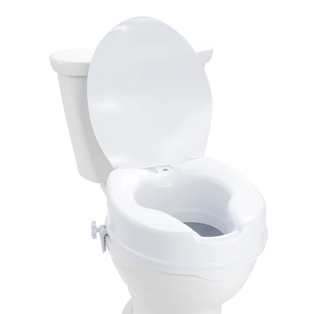 Alt view image 8 of 8 - Raised Toilet Seat, 4" Height Raised, 300 lbs Weight Capacity, Universal Toilet Seat Riser, Screw Rod Locking, with Toilet Seat, for Elderly, Handicap, Patient, Pregnant, Medical