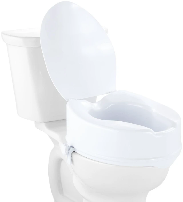 Alt view image 9 of 9 - Raised Toilet Seat, 6" Height Raised, 300 lbs Weight Capacity, Universal Toilet Seat Riser, Screw Rod Locking, with Toilet Seat, for Elderly, Handicap, Patient, Pregnant, Medical