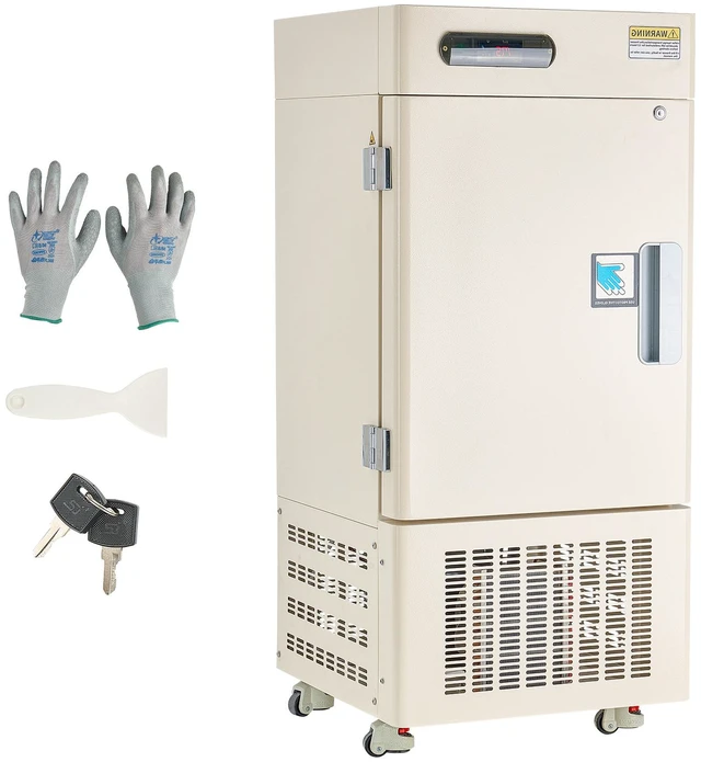 Alt view image 8 of 8 - Ultra Low Temperature Freezer, 28 L, 40 to 123 Adjustable Temp Range, with Rollers and Digital Display, 304 Stainless Steel Liner, Low Temperature Lab Freezer for Laboratory Samples Storage