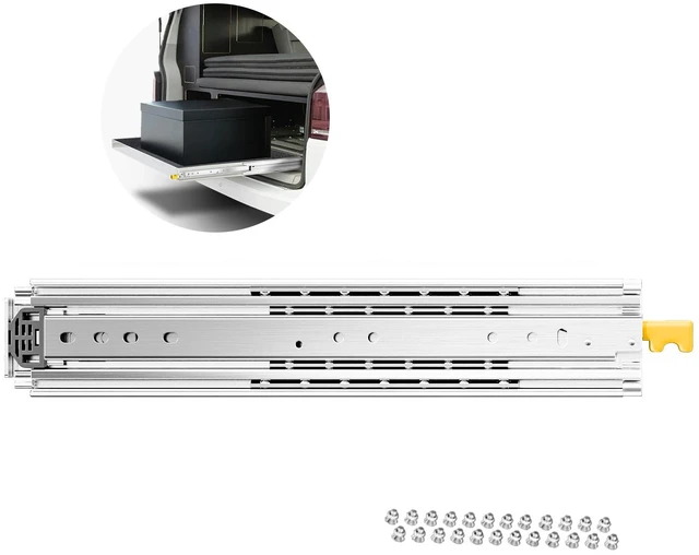 Alt view image 8 of 8 - 1 Pair Full Extension Drawer Slides 18 20 22 28 30 32 36 38 40 44 48 52 56 60 in, 500 lbs Load Capacity Locking Drawer Slides, Ball Bearing with Lock Side Mount Drawer Slide Rail