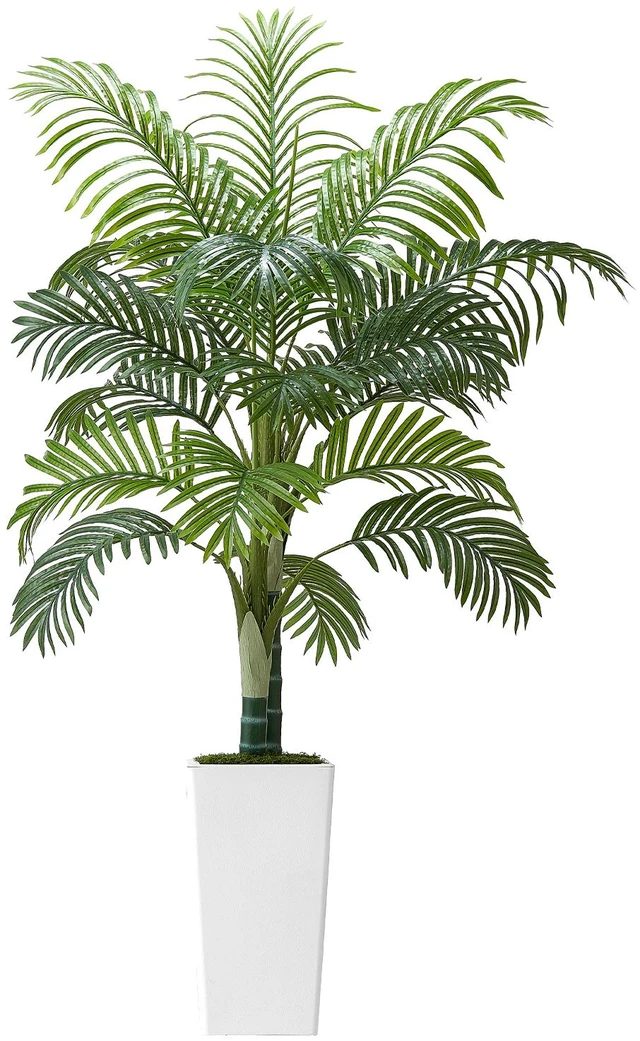 Alt view image 8 of 8 - Artificial Areca Palm Tree 5 ft, Fake Palm Tropical Plants with White Tall Planter, Faux Floor Silk Plant in Pot, Large Trees for Home Office Living Room Decor House Warming, Indoor Outdoor
