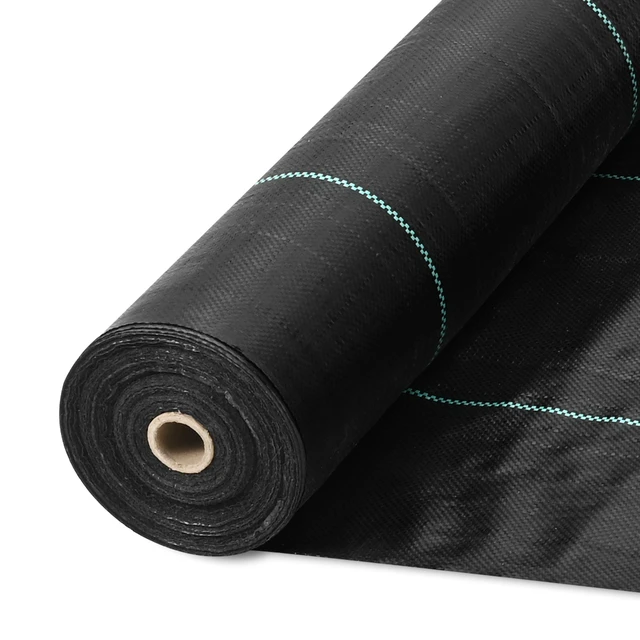 Alt view image 9 of 10 - Weed Barrier Landscape Fabric, 3.28*164FT Heavy Duty Garden Weed Fabric, Woven PP Weed Control Fabric, Driveway Fabric, Geotextile Fabric for Landscaping, Ground Cover, Weed Blocker Weed Mat, Black