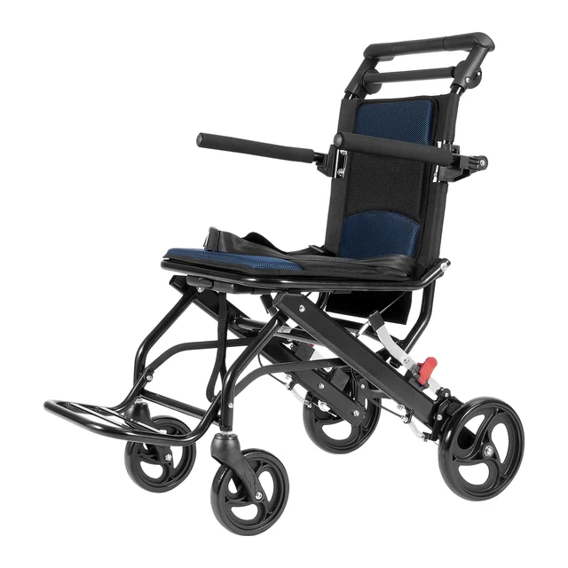 Alt view image 10 of 10 - Wheelchair, Aluminum Alloy Ultra-Lightweight Transport Chair for Adults, Foldable Cabin Wheelchair with Flip-Back Desk-Length Arms, Self-locking Brake, 15.75-Inch Wide Seat, 220lbs Load
