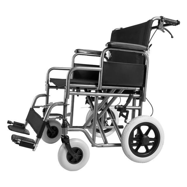 Alt view image 8 of 8 - Wheelchair, Carbon Steel Transport Chair for Adults, Foldable Wheelchair with Detachable Armrest, Self-locking Brake, 24-Inch Wide Seat, 300lbs Weight Capacity, for the Disabled Move Freely