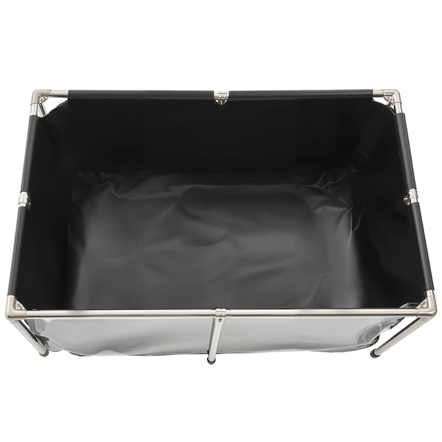 Alt view image 8 of 8 - Canvas Fish Pond, 126.8 Gal Above Ground Fish Pond, PVC Koi Tank with Clear Viewing Panel, Rectangular Goldfish Tank with Stainless Steel Frame & Drain Valve, for Breeding Koi, Irrigation(Black)