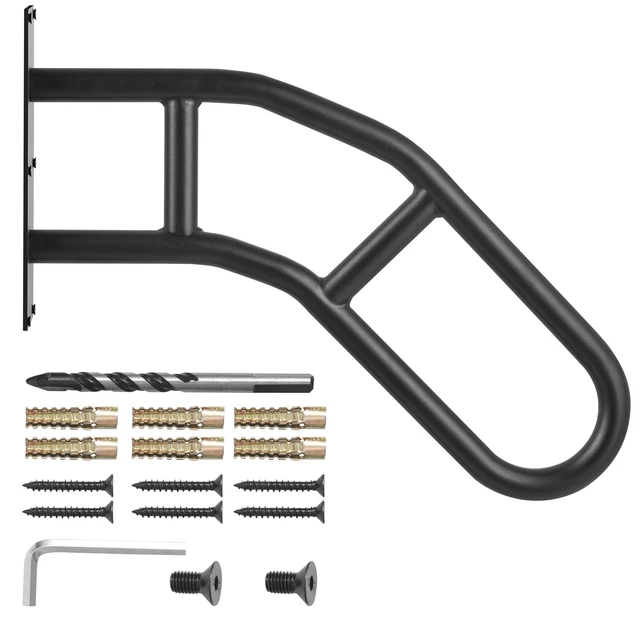 Alt view image 8 of 8 - Handrails for Outdoor Steps, 29" Length Wall Mount Safety Railings for 1-3 Steps, U-Shaped Handrail with Matte Black Finished, Stair Handrails for Kids, Elderly, Pregnant Women, Disabled