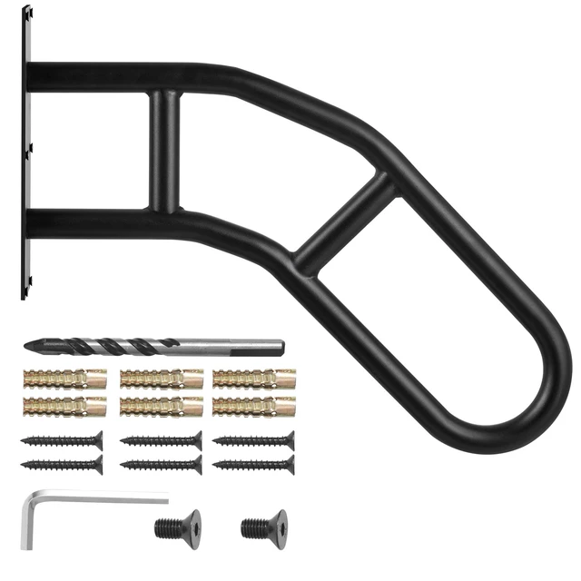 Alt view image 9 of 15 - Handrails for Outdoor Steps, 29" Length Wall Mount Safety Railings for 1-3 Steps, U-Shaped Handrail with Matte Black Finished, Stair Handrails for Kids, Elderly, Pregnant Women, Disabled 2 PCS