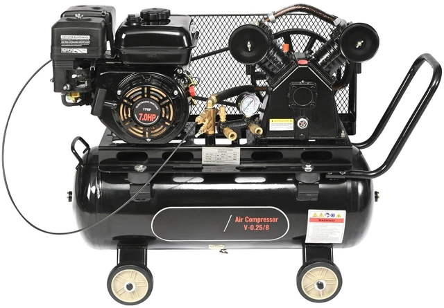 Alt view image 9 of 9 - 7HP Gas Powered Air Compressor, 13.2 Gallon Horizontal Air Compressor Tank, 9CFM@115PSI Gas Driven Piston Pump Air Compressed System with 115PSI Max Pressure for Construction Sites Workshop