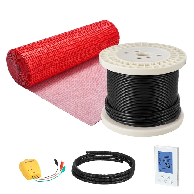Alt view image 8 of 8 - 100 sqft Floor Heating Mat System, 120V Electric Radiant Heated Floor System, with Decoupling Membrane & Smart Control Thermostat & Alarm, Easy Installation for Tile, Stone, Vinyl