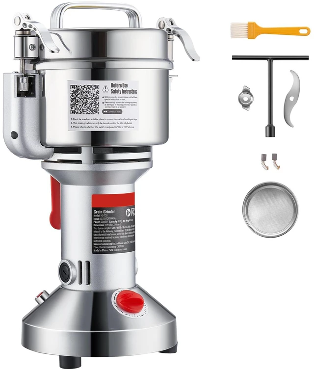 Alt view image 8 of 8 - 550g Electric Grain Mill Grinder, High Speed 2000W Commercial Spice Grinders, Stainless Steel Pulverizer Powder Machine, for Dry Grains Spices Cereals Coffee Corn Pepper, Straight Type