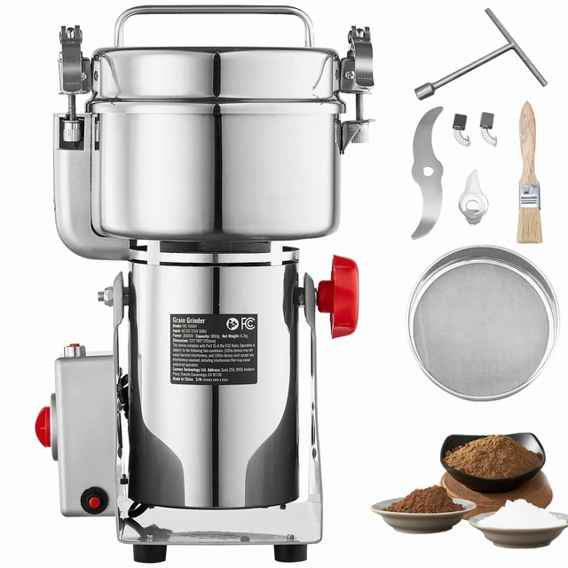Alt view image 8 of 8 - 1000g Electric Grain Mill Grinder, High Speed 3000W Commercial Spice Grinders, Stainless Steel Pulverizer Powder Machine, for Dry Grains Spices Cereals Coffee Corn Pepper, Swing Type