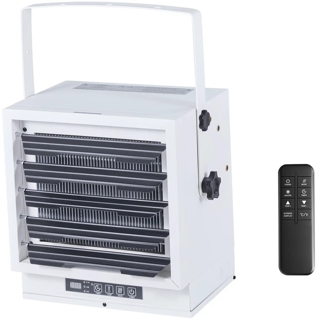 Alt view image 9 of 9 - Electric Garage Heater, 10000-Watt with Remote Control & 10 Hour Timer & Overheat Protection Wall/Ceiling Mounted Shop Heater, Commercial Fan-forced for Indoor Workshop Warehouse,240V White