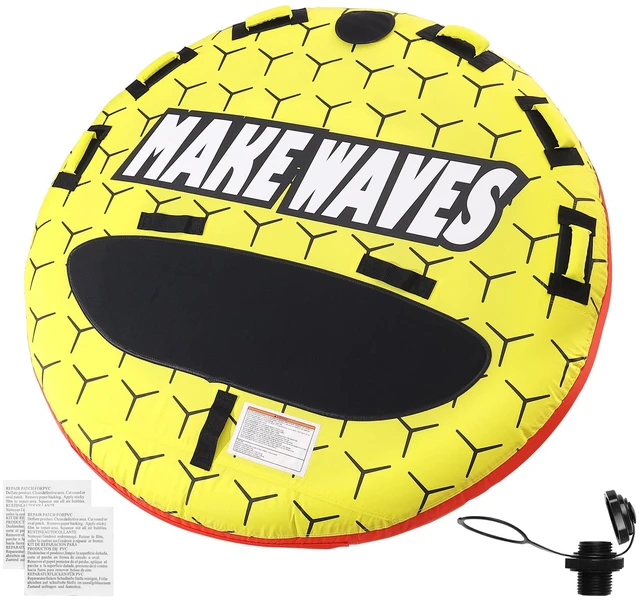 Alt view image 15 of 15 - VEVOR Towable Tube for Boating, 1-3 Riders Inflatable Boat Tubes and Towables, 510 lbs, 63" Round Water Sport Towable Tubes for Boats to Pull, Full Nylon Cover, EVA Grab Handles and Speed Safety Valve