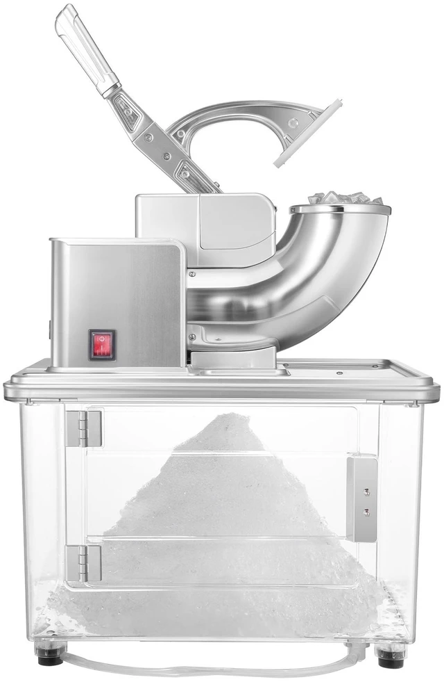 Alt view image 8 of 8 - Commercial Ice Crusher 661LBS/H, 350W Electric Snow Cone Machine with 4 Blades, 2000RPM Stainless Steel Shaved Ice Machine with 11 Gal Crushed-Ice Box, for Family Restaurants Bars, Silver