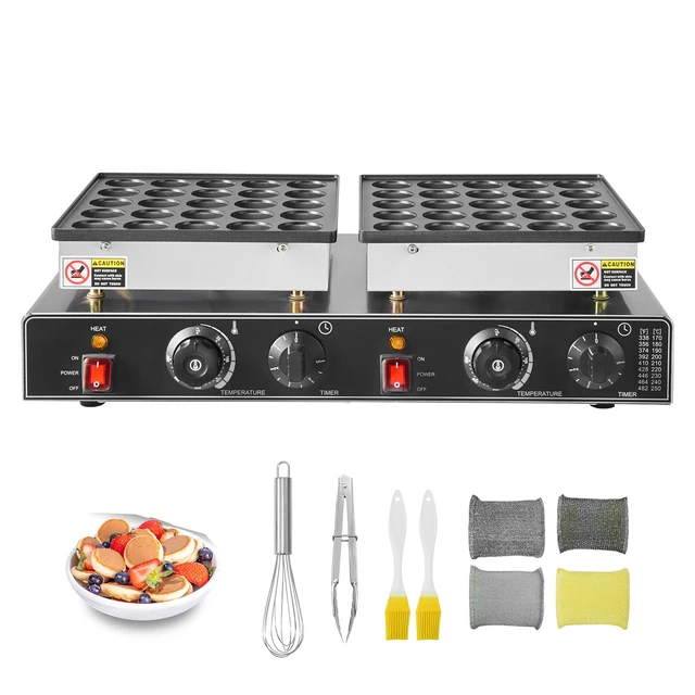 Alt view image 8 of 8 - 50PCS Mini Dutch Pancake Maker, Non-stick Stainless Steel Dorayaki Baker, 1800W Commercial Electric Poffertjes Grill Pan, Dual Temp & Time Control, for Kitchen Restaurant Breakfast Dessert