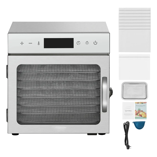 Alt view image 8 of 8 - Food Dehydrator Machine, 8 Stainless Steel Trays, 400W Electric Food Dryer with Adjustable Temperature & 24-Hour Timer, Freeze Dryer for Jerky, Meat, Fruit, Vegetables, Herbs, Dog Treats