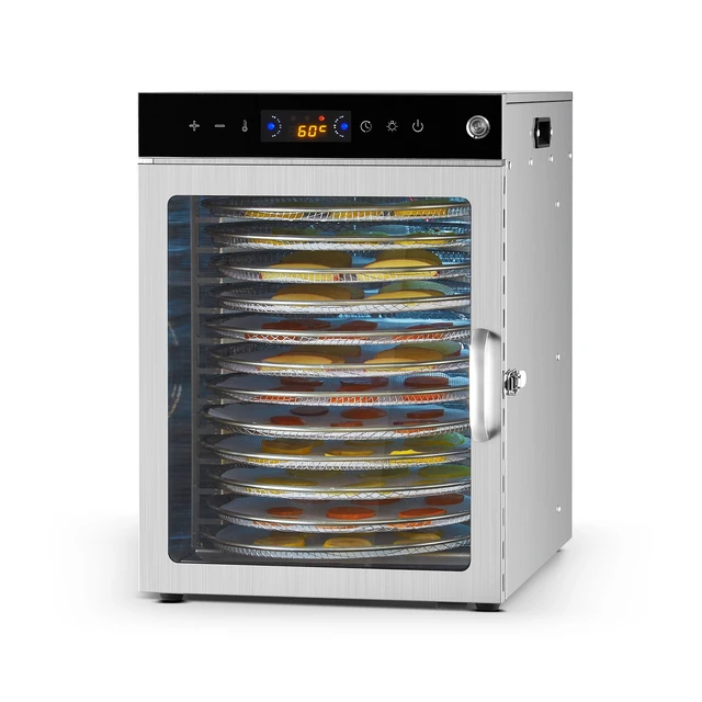 Alt view image 8 of 8 - Rotary Food Dehydrator Machine, 12 Stainless Steel Trays, 800W Electric Food Dryer with Adjustable Temperature & 24-Hour Timer, Freeze Dryer for Jerky, Meat, Fruit, Vegetables, Herbs, Dog Treats
