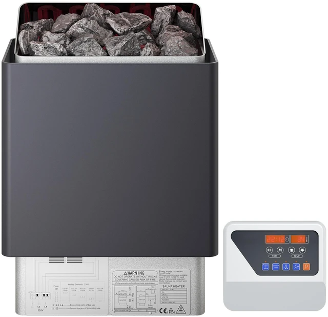Alt view image 11 of 11 - VEVOR Sauna Heater, 9KW 220V Electric Sauna Stove, Steam Bath Sauna Heater with External Digital Controller, 3h Timer and Adjustable Temp for Max. 317-459 Cubic Feet, Home Hotel Spa Shower Use, FCC C