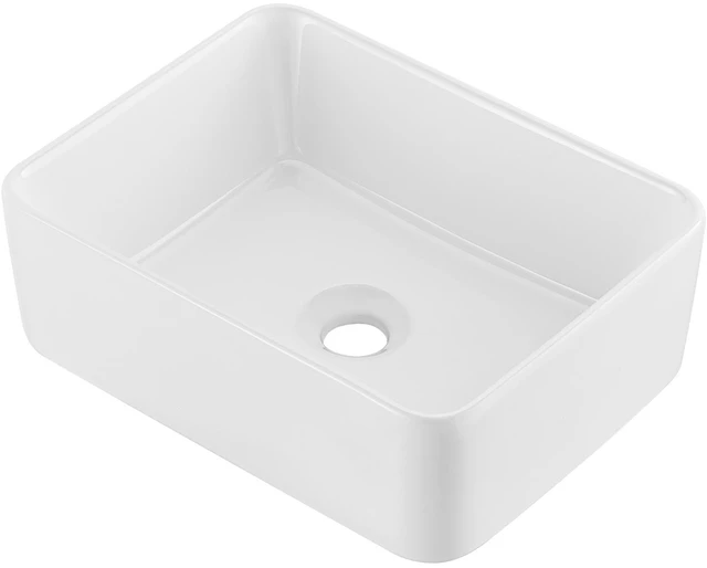 Alt view image 16 of 16 - Rectangle Vessel Sink, 16" x 12" Bathroom Vessel Sink Countertop, White Ceramic Bathroom Sinks Above Counter, Modern Style, Bright and Elegant, Well-Packaged for Bathroom, Hotel, Toilet, RV