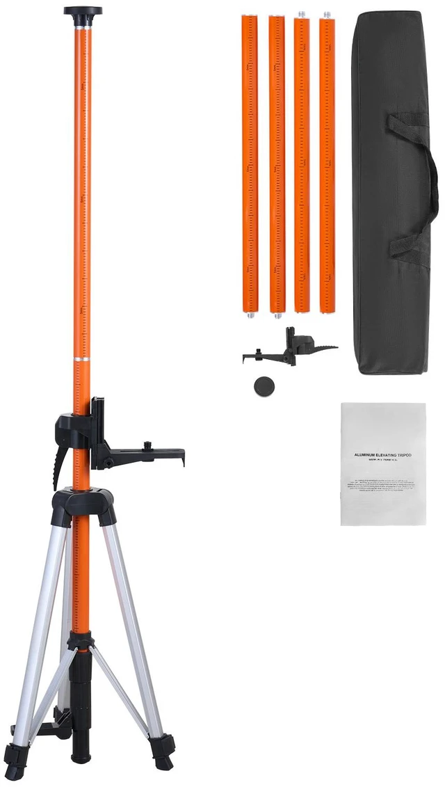 Alt view image 9 of 9 - Laser Level Tripod, 1/4"-20 & 5/8"-11 Thread Mount, 40.94-133.85 inch Height Adjustment with Level Bubble & Heavy-duty Stand, Extendable Pole Lightweight Aluminum Tripod for Laser Scanner