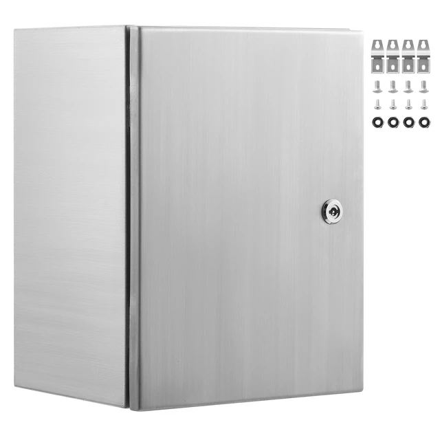 Alt view image 8 of 8 - Steel Electrical Box, 24"x 20"x 8", 304 Stainless Steel Electrical Enclosure Box, Wall-Mounted Outdoor Electrical Electronic Equipment Enclosure with Mounting Plate Hinges Lock, IP66 Waterproof
