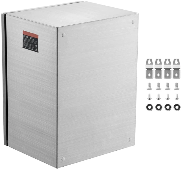 Alt view image 8 of 8 - VEVOR Steel Electrical Box, 16"x 12"x 10", 304 Stainless Steel Electrical Enclosure Box, Wall-Mounted Outdoor Electrical Electronic Equipment Enclosure with Mounting Plate Hinges Lock, IP66 Waterproof