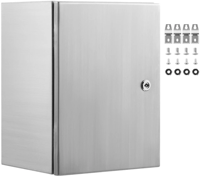 Alt view image 8 of 8 - VEVOR Steel Electrical Box, 16"x 12"x 6", 304 Stainless Steel Electrical Enclosure Box, Wall-Mounted Outdoor Electrical Electronic Equipment Enclosure with Mounting Plate Hinges Lock, IP66 Waterproof