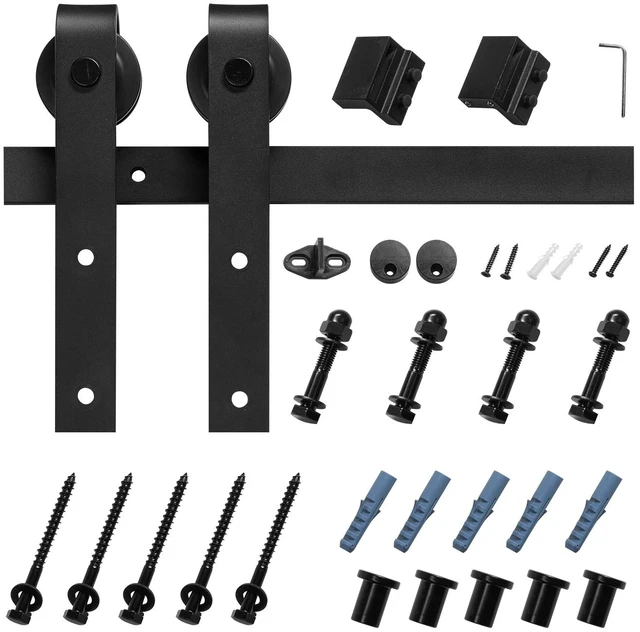 Alt view image 8 of 8 - 6FT Sliding Barn Door Hardware Kit, 330 LBS Weight Capacity, Compatible with 36 Inches Max Width & 1-3/8 to 1-3/4 Inches Thickness Single Sliding Barn Door, Durable Track & J-shape Roller, Black