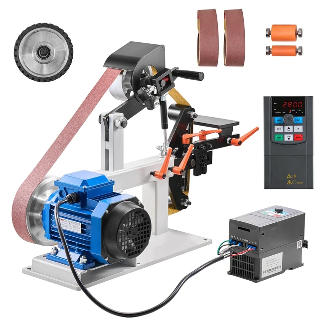 Alt view image 8 of 8 - 1500W 2HP Belt Sander Grinder, 2" x 82" Variable Speed Belt Grinder for Metalworking, 3 in 1 Belt Sander Polisher with 3 Grinding Moulds & Flat Platen Tool Rest for Knife Making