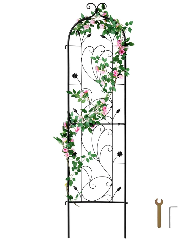 Alt view image 8 of 8 - Garden Trellis for Climbing Plants, 60 x 15 in, Rustproof Metal Garden Flower Trellis, Outdoor Climbing Rose Trellis Cucumbers Support, Decorative Tall Clematis Trellis for Courtyards Lawns