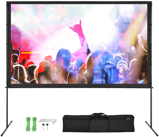 Alt view image 8 of 8 - Projector Screen with Stand, 100 inch 16:9 4K 1080 HD Outdoor Movie Screen with Stand, Wrinkle-Free Projection Screen with Bar Feet and Carry Bag, for Home Theater Cinema Backyard Movie Night