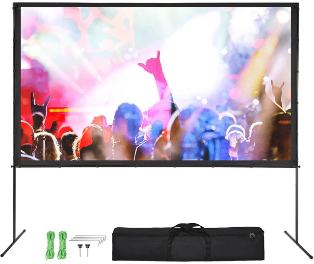 Alt view image 16 of 16 - Projector Screen with Stand, 120 inch 16:9 4K 1080 HD Outdoor Movie Screen with Stand, Wrinkle-Free Projection Screen with Bar Feet and Carry Bag, for Home Theater Cinema Backyard Movie Night