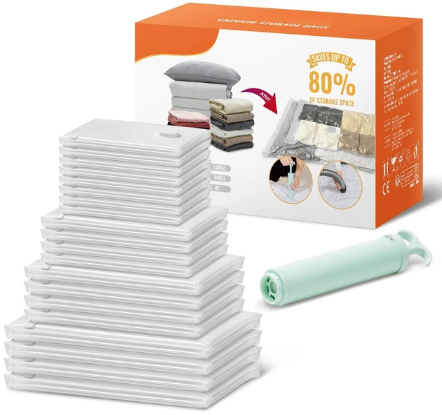 Alt view image 15 of 15 - 20 Pack Vacuum Storage Bags with Electric Pump, Space Saver Bags Compression for Comforters and Blankets, Sealer Clothes Storage Travel Essentials