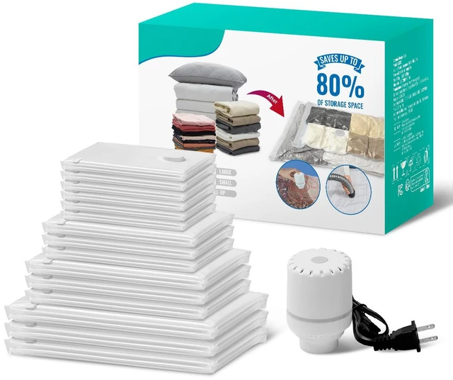 Alt view image 15 of 15 - 15 Pack Vacuum Storage Bags with Electric Pump, Space Saver Bags Compression for Comforters and Blankets, Sealer Clothes Storage Travel Essentials