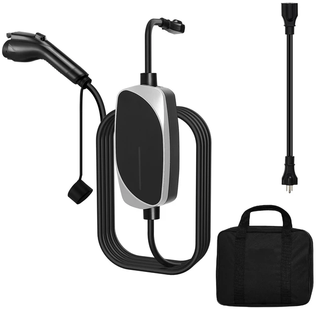 Alt view image 8 of 8 - Level 1&2 EV Charger, 16 Amp, Electric Vehicle Portable Charger with 25 ft Charging Cable, 120V-240V, NEMA 6-20P Plug NEMA 5-15 Adapter, LED Indicator, Home Car Charging Station for SAE J1772 EV