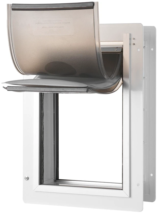 Alt view image 15 of 15 - Pet Door, 12.28" x 17.13" Metal Frame with Lock and 3-Flap System Weatherproof Doggy Door, Easy to Install in Interior or Exterior Walls, Pet Door Suitable for Cat Doggie Kitties (White-Medium)