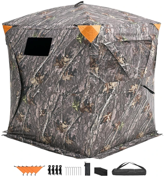 Alt view image 15 of 15 - Hunting Blind, 270° Ground Blind, 2-3 Person Pop Up Deer Blind for Hunting with Carrying Bag, Portable Resilient Hunting Tent, 3 Horizontal Windows for Turkey and Deer Hunting