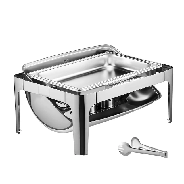 Alt view image 15 of 15 - VEVOR 9Qt Rectangle Roll Top Chafing Dish Set with Full-Size Pan Stainless Steel